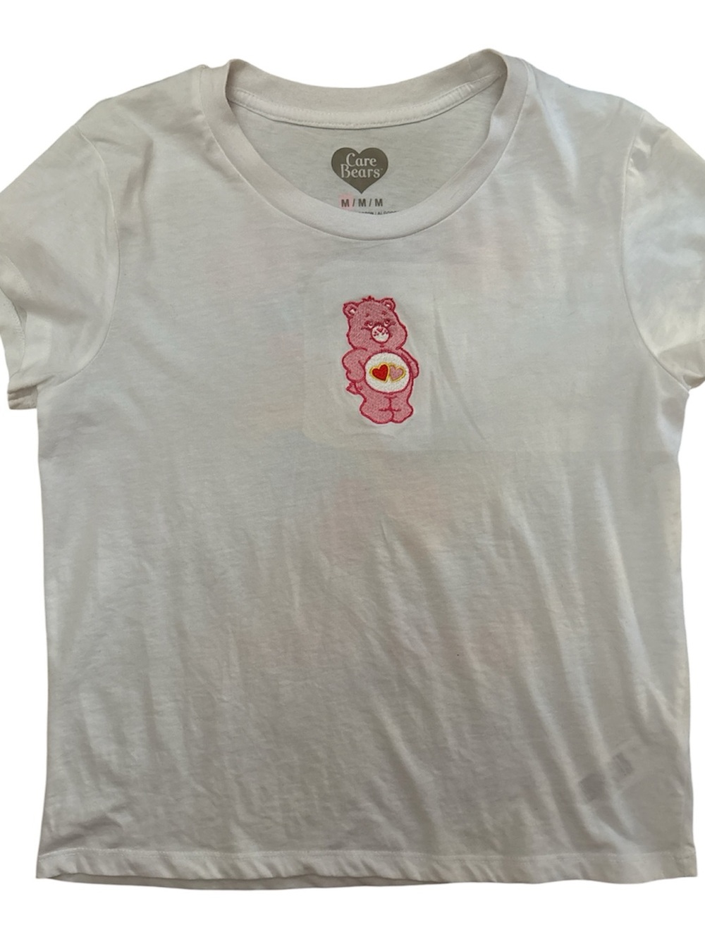 Care Bears White Tee with Pink Bear Patch